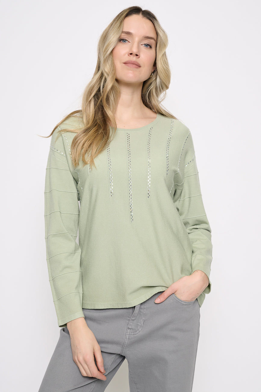 Rhinestone Linear Knit Top