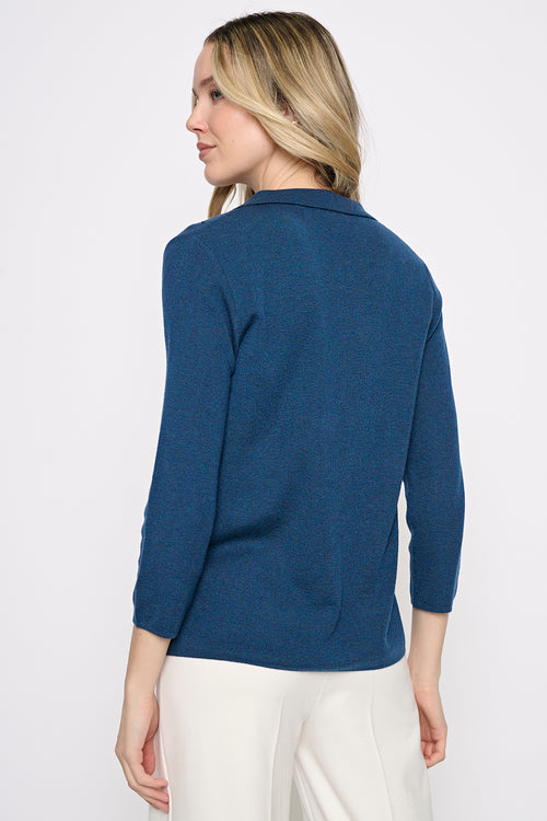 Johnny Collar Top with Metal Buttons Back View