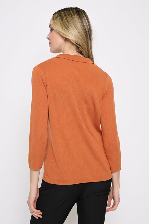 Johnny Collar Top with Metal Buttons Back View