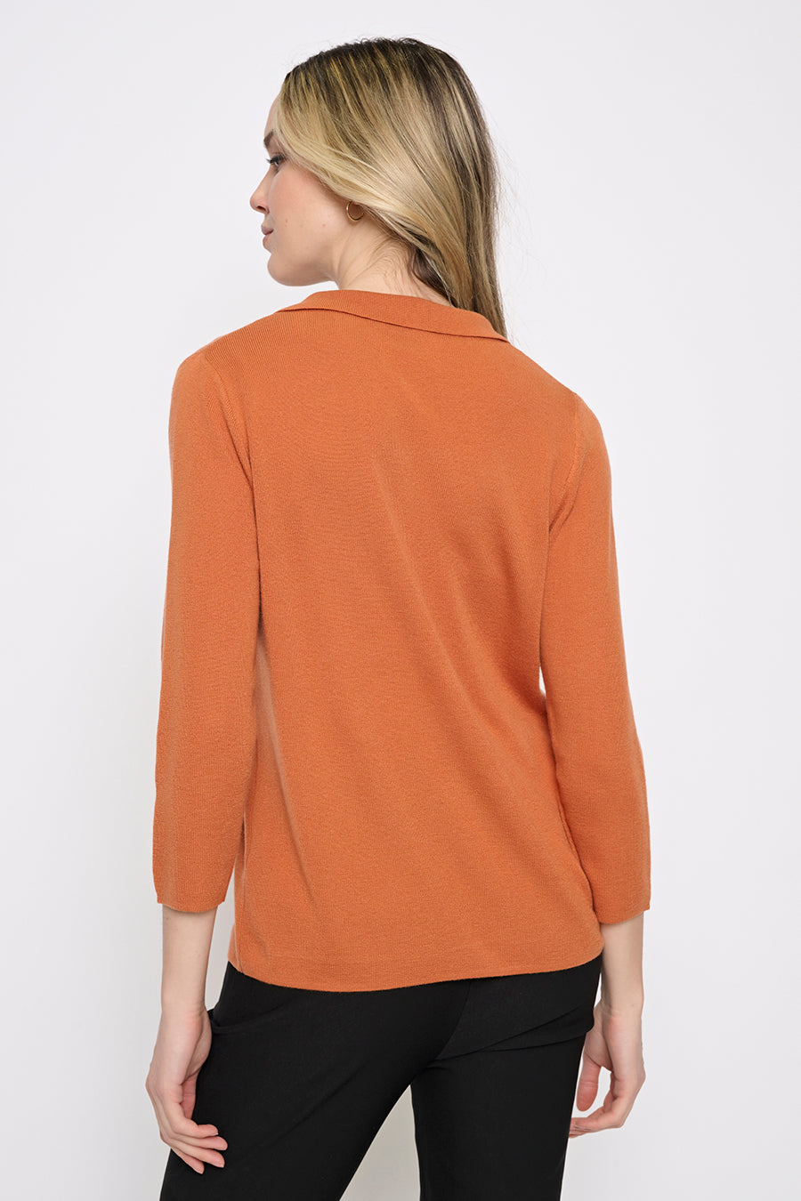 Johnny Collar Top with Metal Buttons Back View