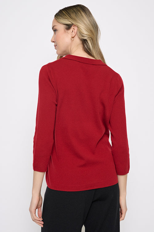 Johnny Collar Top with Metal Buttons Back View