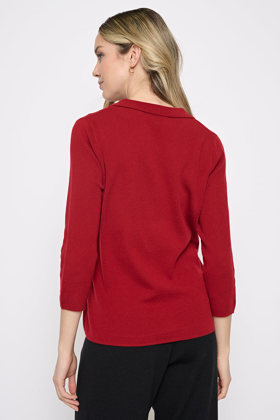 Johnny Collar Top with Metal Buttons Back View