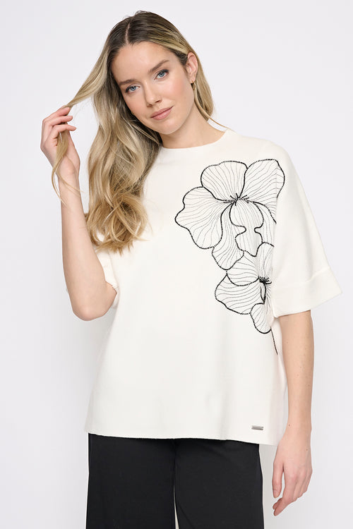 Funnel Neck Embellished Top Front View
