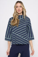 Funnel Neck Striped Top Front View