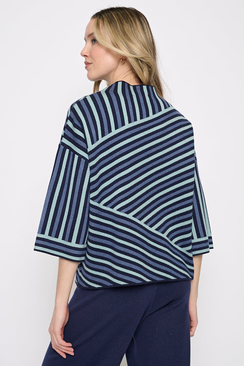 Funnel Neck Striped Top Back View