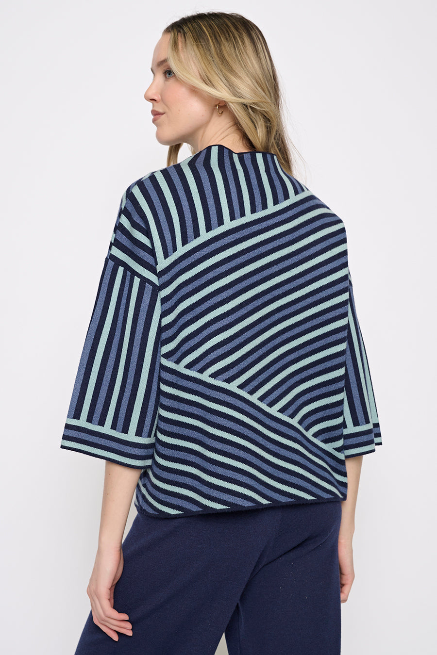 Funnel Neck Striped Top Back View