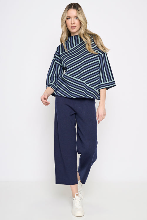 Funnel Neck Striped Top Full View