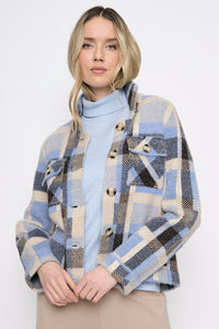 Button-Front Short Plaid Jacket
