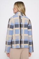 Button-Front Short Plaid Jacket Back View