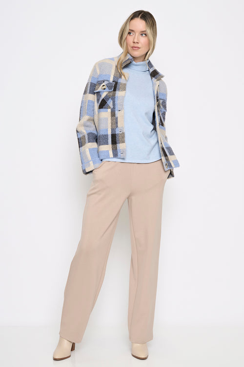 Button-Front Short Plaid Jacket Full View