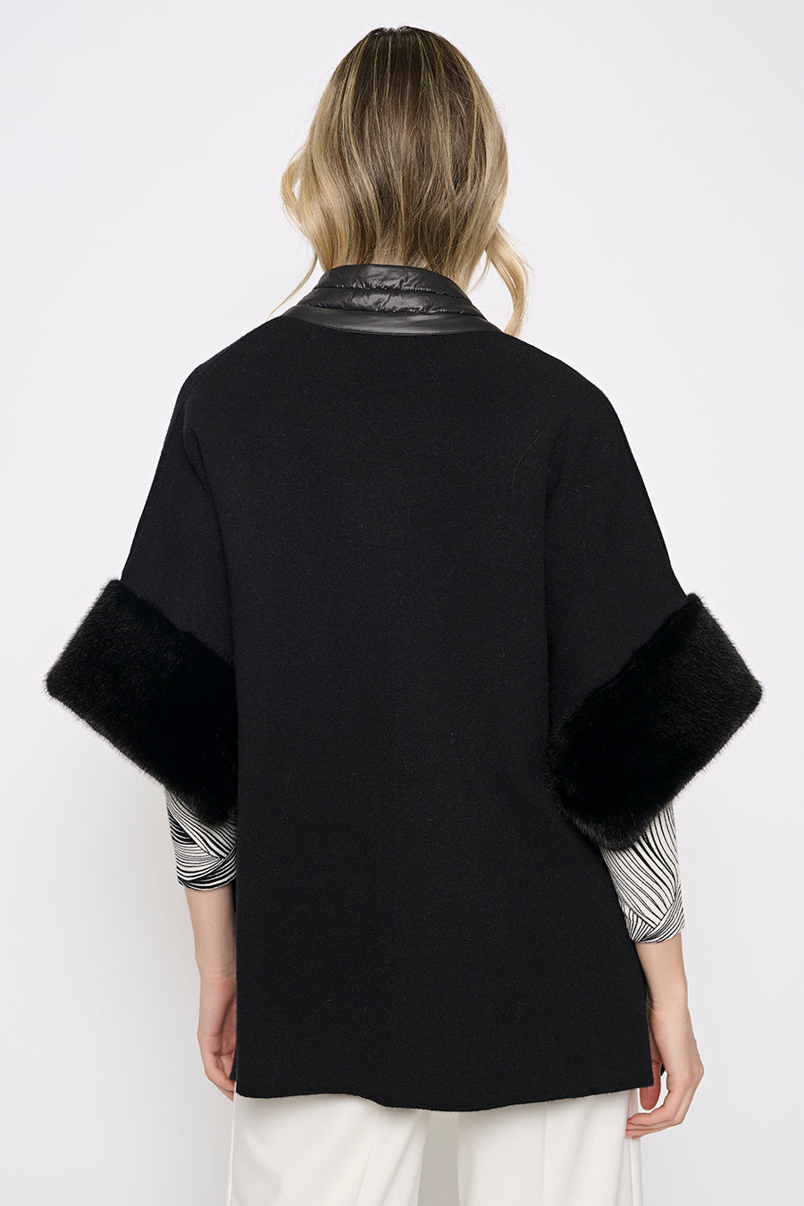Fur Trim Poncho Back View