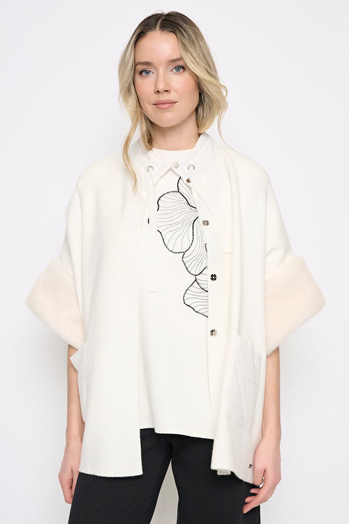 Fur Trim Poncho Front View