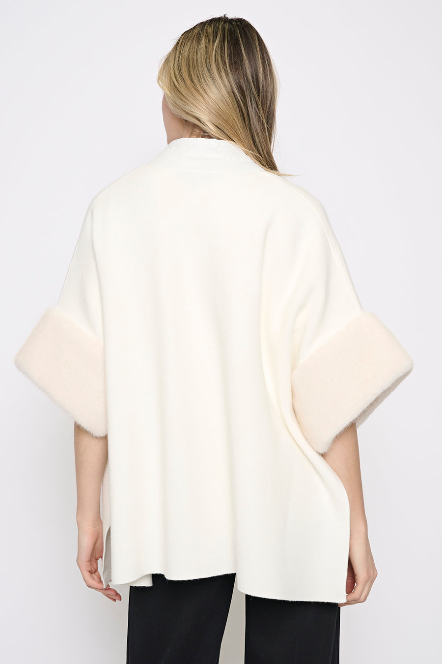 Fur Trim Poncho Back View