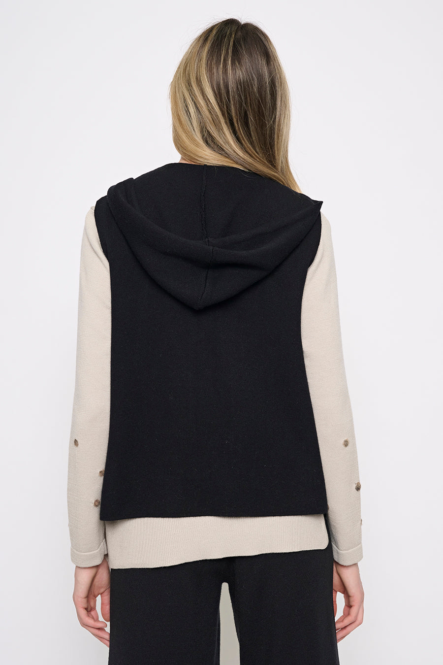 Zip-Trim Vest with Hood Back View