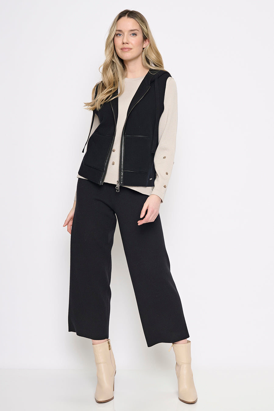 Zip-Trim Vest with Hood Full Length