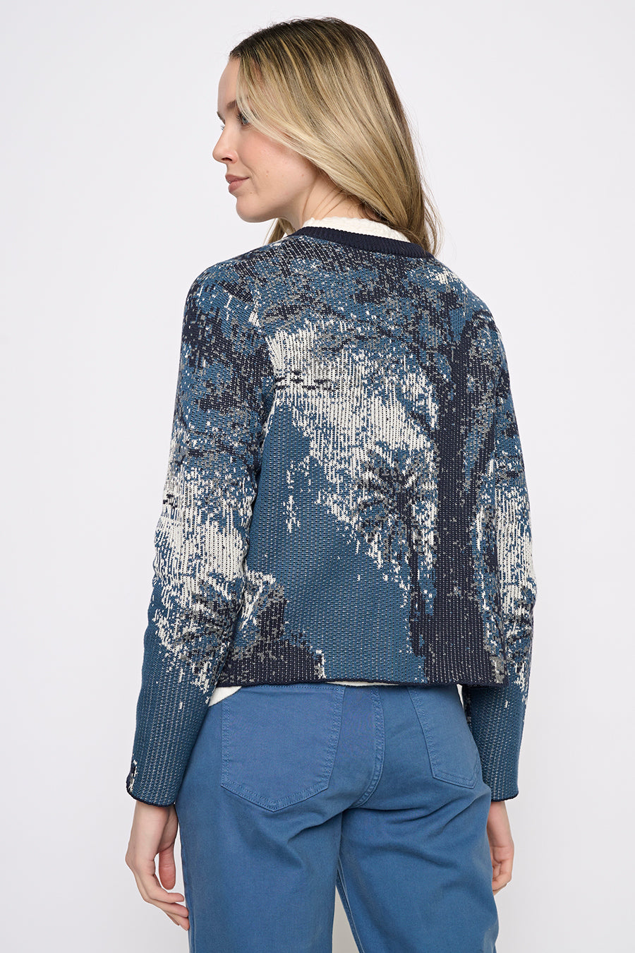 Button-Front Short Jacquard Jacket