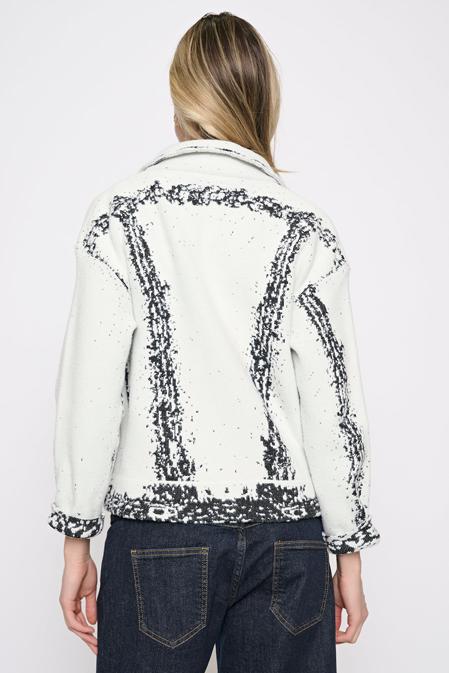 Denim Style Knit Jacket Back View
