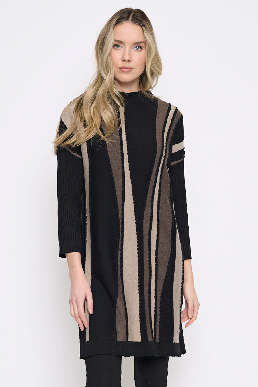 High Collar Tunic Dress Front View
