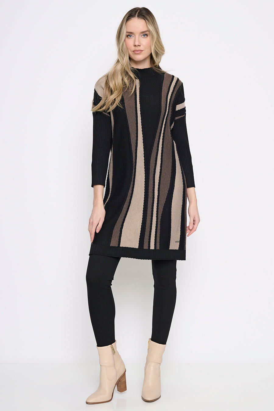 High Collar Tunic Dress Full View