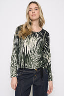 3/4 Sleeves Ruched Drawstring Top Front View