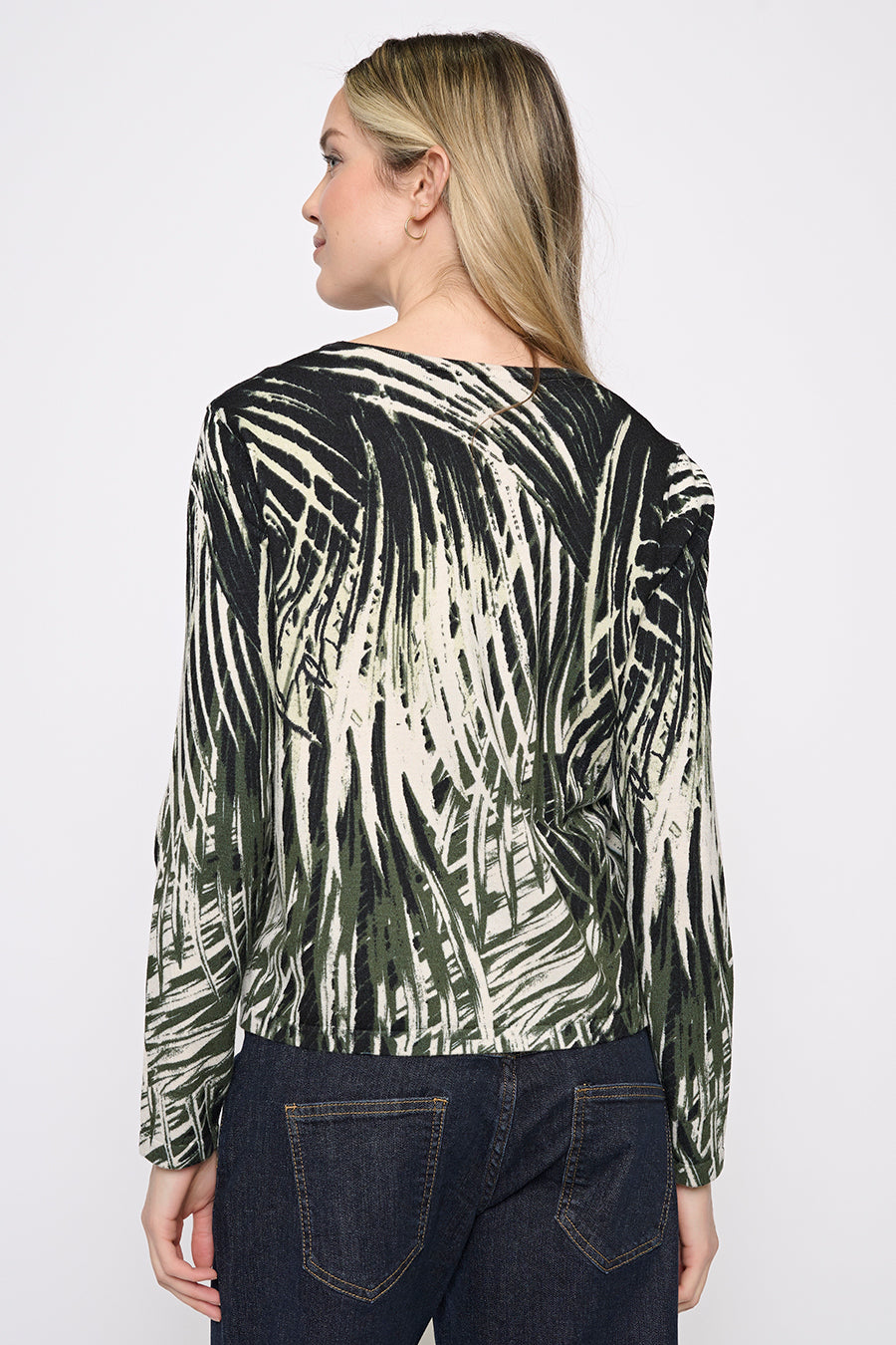3/4 Sleeves Ruched Drawstring Top Back View