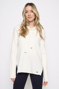 Embellished Drawstring Collar Top