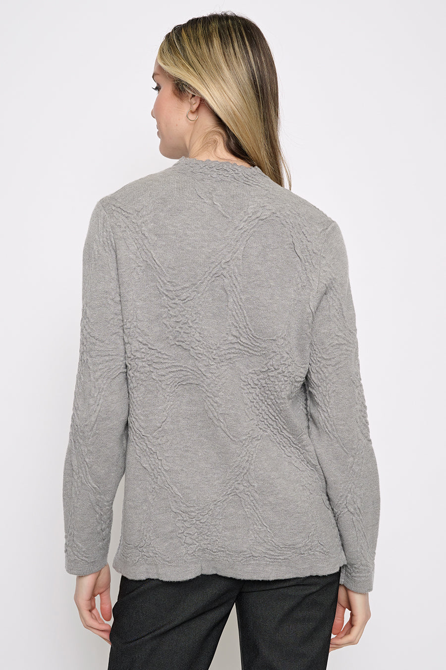 Textured Funnel Neck Top Back View