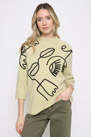 Funnel Neck Soutache Top Front View