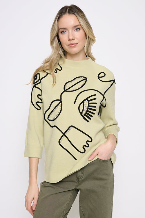 Funnel Neck Soutache Top Front View