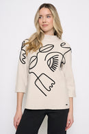 Funnel Neck Soutache Top Front View