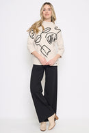 Funnel Neck Soutache Top Full Length