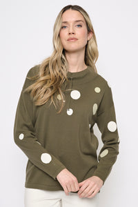 Polka Dot Drawstring Neck Top