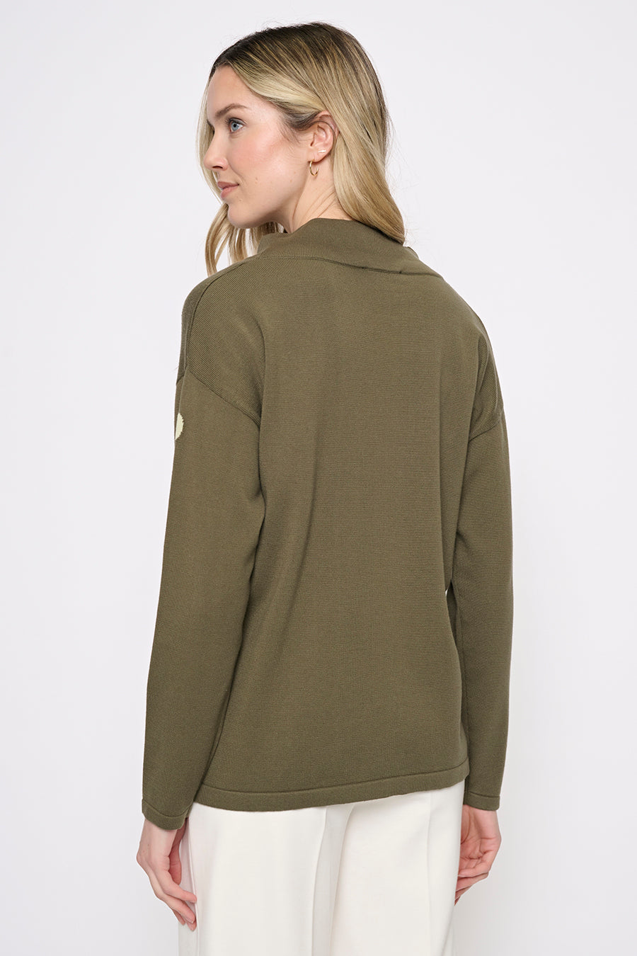 Polka Dot Drawstring Neck Top Back View