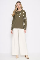 Polka Dot Drawstring Neck Top Full Length