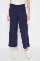 Wide-Leg Ankle-Length Knit Pants Front View