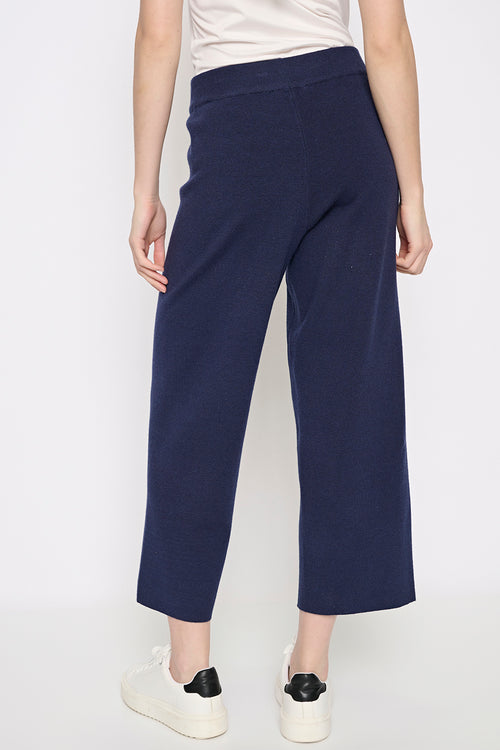 Wide-Leg Ankle-Length Knit Pants Back View