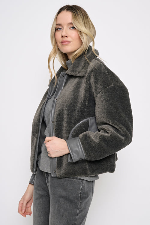 Polyurethane Trimmed Sherpa Jacket Side View