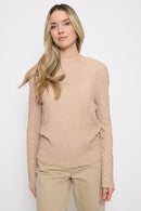 Long Sleeves Pleated Top Front View