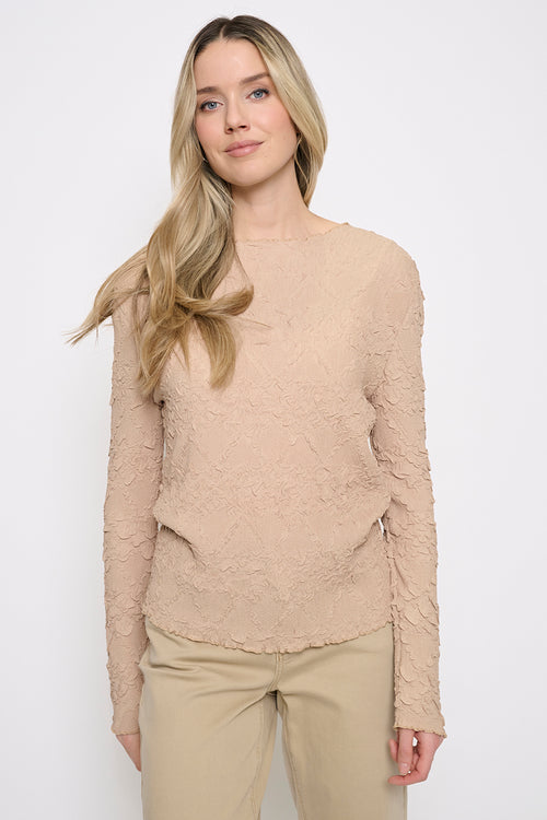 Long Sleeves Pleated Top Front View