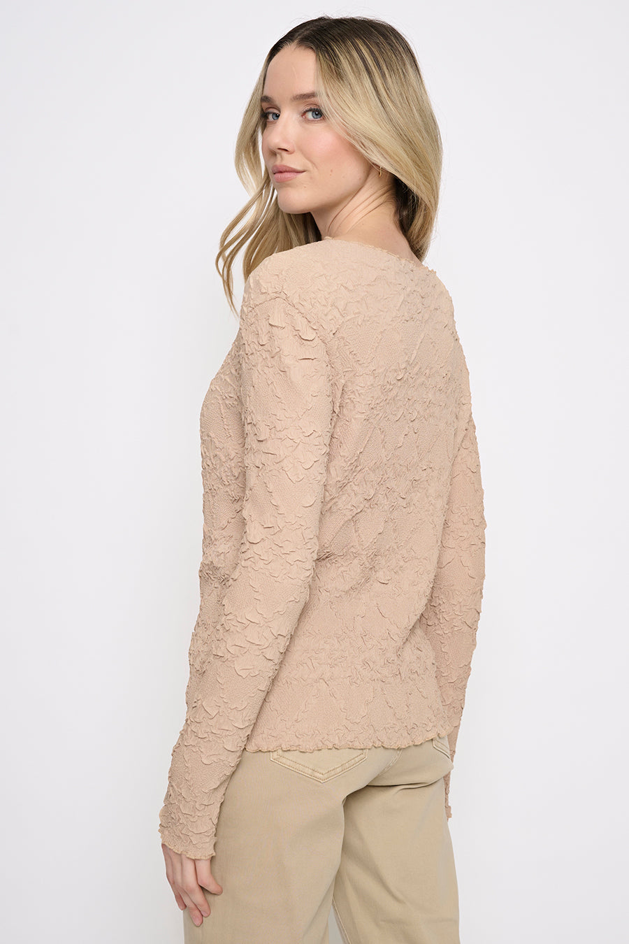 Long Sleeves Pleated Top Back View