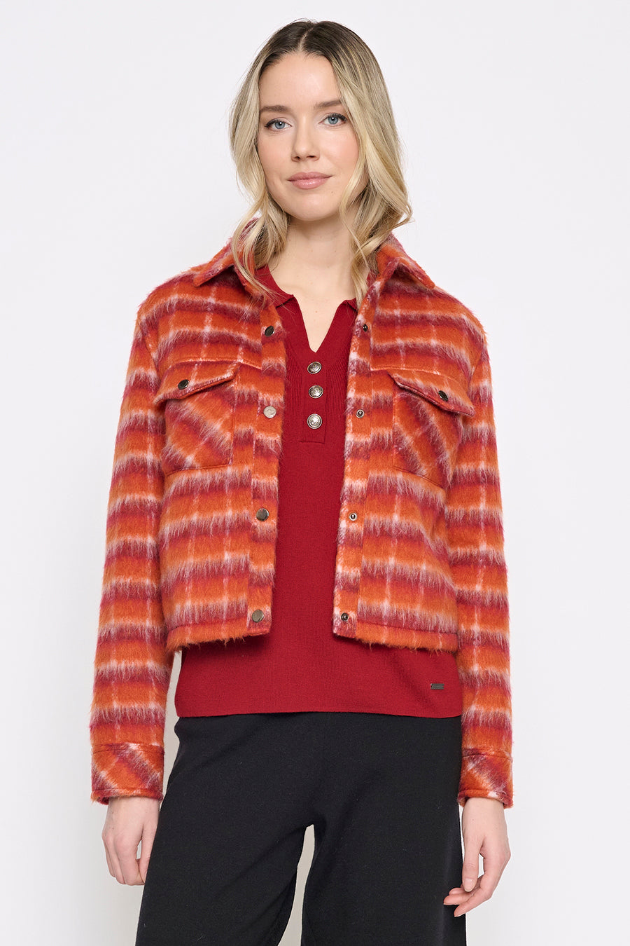 Button-Front Short Jacket Front View