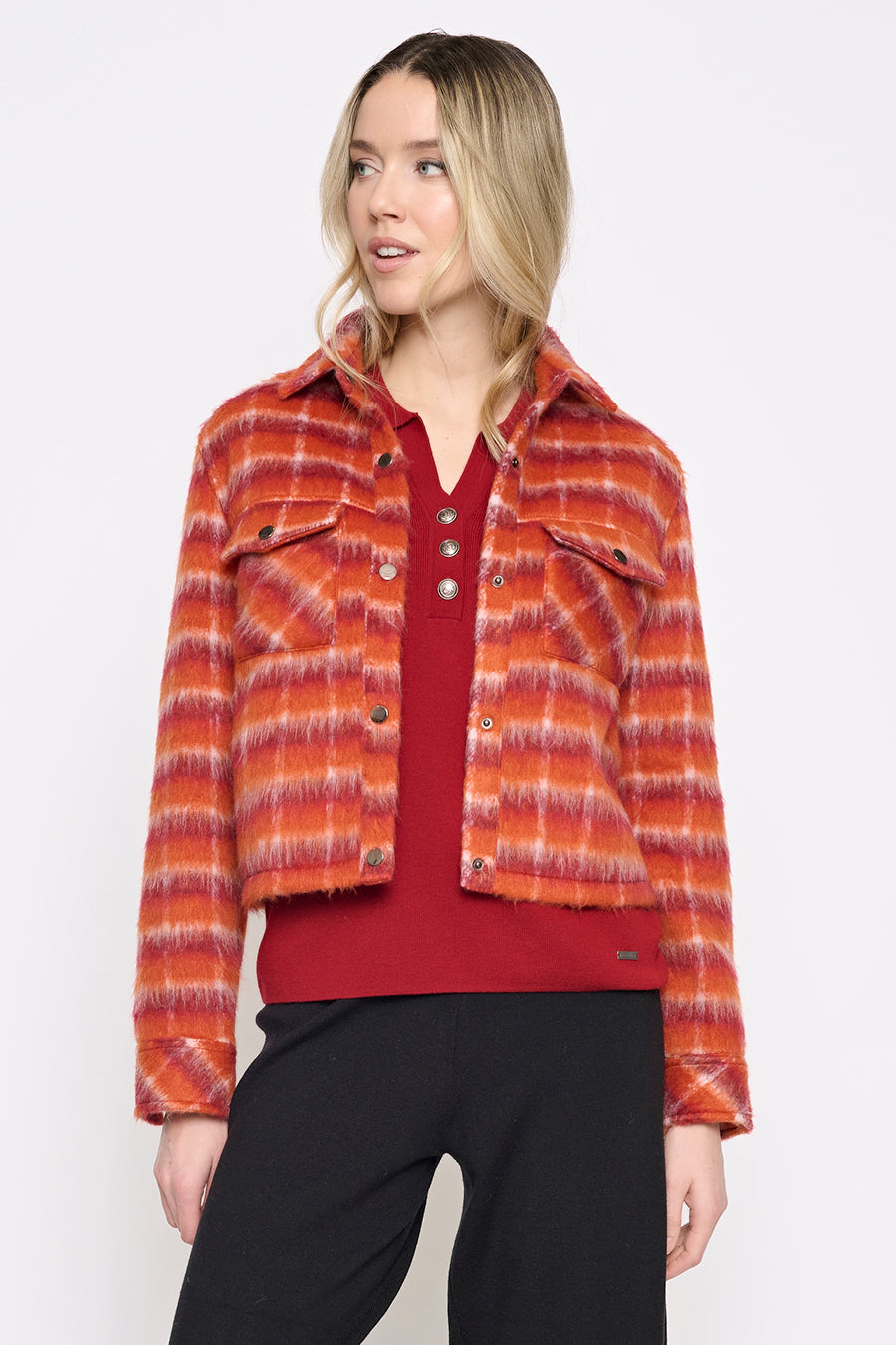 Button-Front Short Jacket Front View