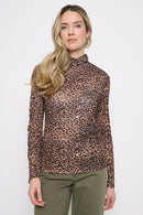 Mesh Lettuce-Edge Turtleneck Top Front View