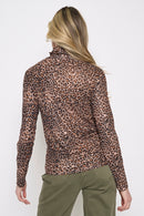 Mesh Lettuce-Edge Turtleneck Top Back View