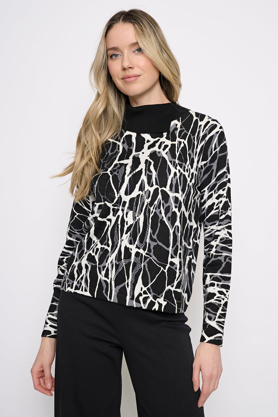 Split Collar Printed Top Front View