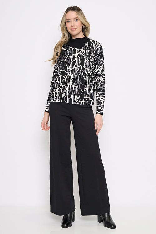 Split Collar Printed Top Full Length