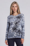 Soutache Embroidered Printed Top Front View