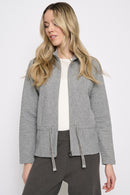 Zip-Front Drawstring Waist Jacket Front View