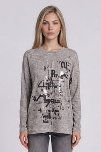 Embroidered Foil Print Top