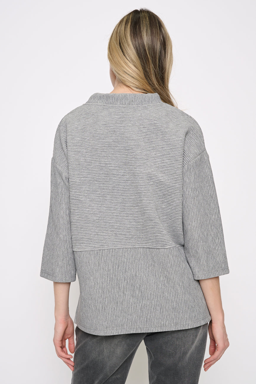 3/4 Sleeves Drawstring Neck Top